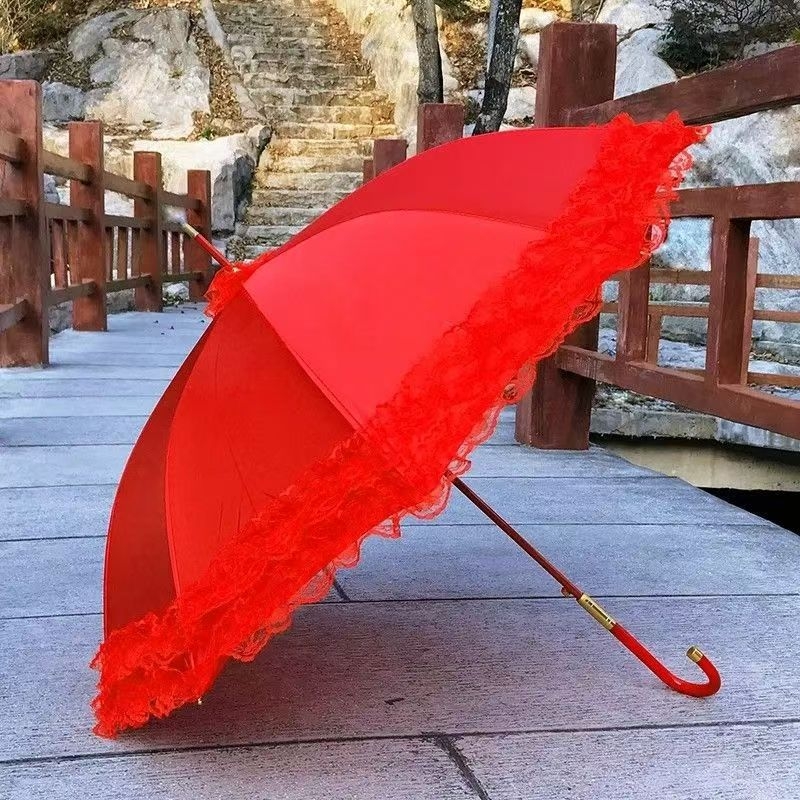 Vjenčani kišobran za nevjeste s 8 aluminijskih rebara, poluautomatsko otvaranje, aluminijska drška, otporna tkanina navlaka, moguć ispis logotipa
