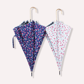 Dugi kišobran s izvezom trešnje, vinilna navlaka, 8 čeličnih šipki, ručno otvaranje i zatvaranje, UPF>50