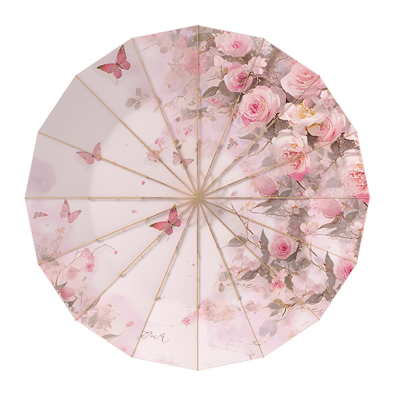 Suncobran s 16 rebara, UV zaštita UPF50+, ručno otvaranje i zatvaranje, poliester tkanina, željezna rebra