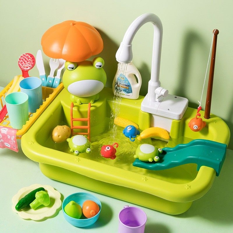 JuLeBaby simulacijska kuhinjska igračka – s funkcijom perilice posuđa, plastika, za djecu 0–3 godine