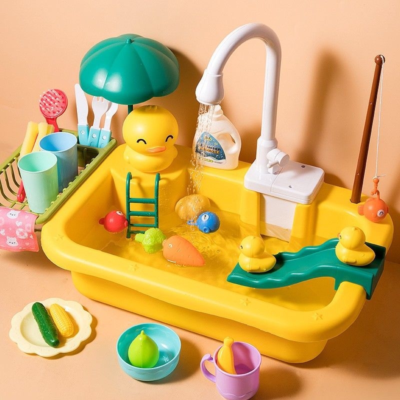 JuLeBaby simulacijska kuhinjska igračka – s funkcijom perilice posuđa, plastika, za djecu 0–3 godine
