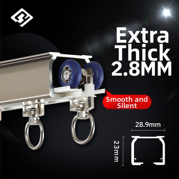 Σύστημα ράγας κουρτινών, πάχος 2,8 mm, κράμα αλουμινίου, μονοδρομική και διπλής τροχιάς ράγα, αθόρυβος τροχός, προσαρμοζόμενο