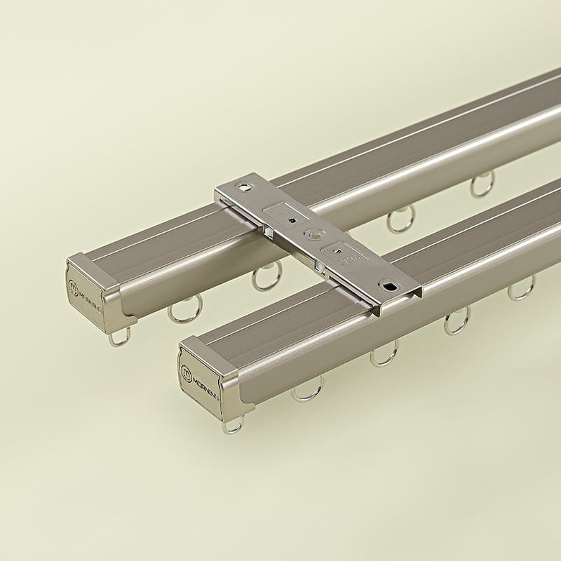 Σύστημα ράγας κουρτινών, πάχος 2,8 mm, κράμα αλουμινίου, μονοδρομική και διπλής τροχιάς ράγα, αθόρυβος τροχός, προσαρμοζόμενο