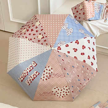 Puzzle‑oblik sklopivi kišobran s kukom, za sunce i kišu (UPF 30+, tkanina 190T, vlaknaste rebra, željezna šipka, ručno otvaranje/zatvaranje)