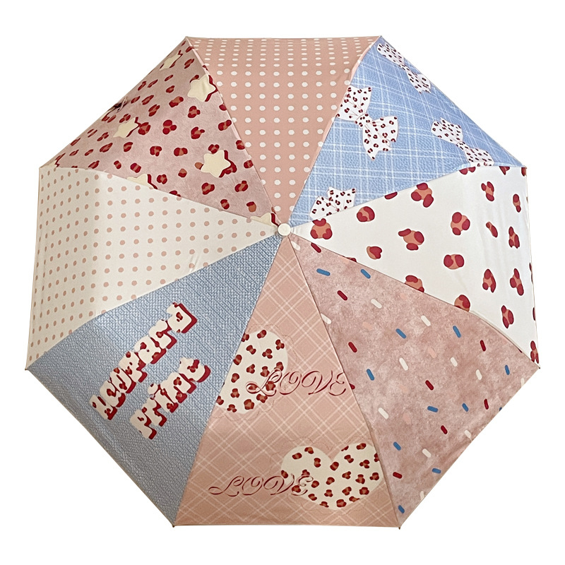 Puzzle‑oblik sklopivi kišobran s kukom, za sunce i kišu (UPF 30+, tkanina 190T, vlaknaste rebra, željezna šipka, ručno otvaranje/zatvaranje)