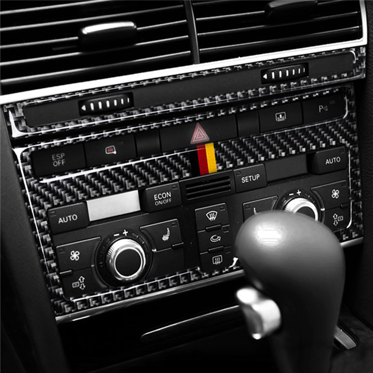 Komplet interijer unutarnjih dekorativnih dijelova od karbonskih vlakana za Audi A6: središnja kontrola, CD, klima, poklopac držača šalice; marka RRX CARBON; materijal karbonska vlakna; logo OK; ovlaštene privatne marke: Da