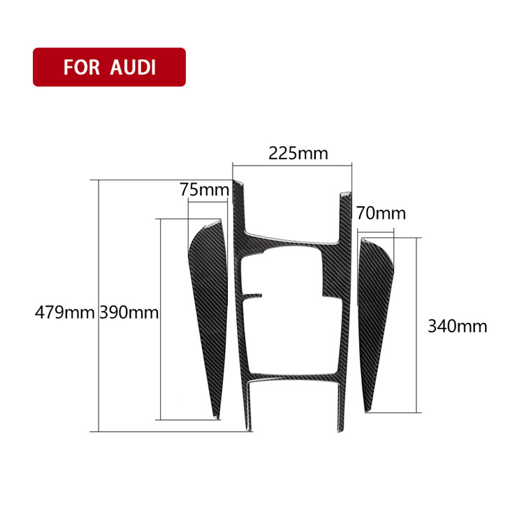 Komplet interijer unutarnjih dekorativnih dijelova od karbonskih vlakana za Audi A6: središnja kontrola, CD, klima, poklopac držača šalice; marka RRX CARBON; materijal karbonska vlakna; logo OK; ovlaštene privatne marke: Da