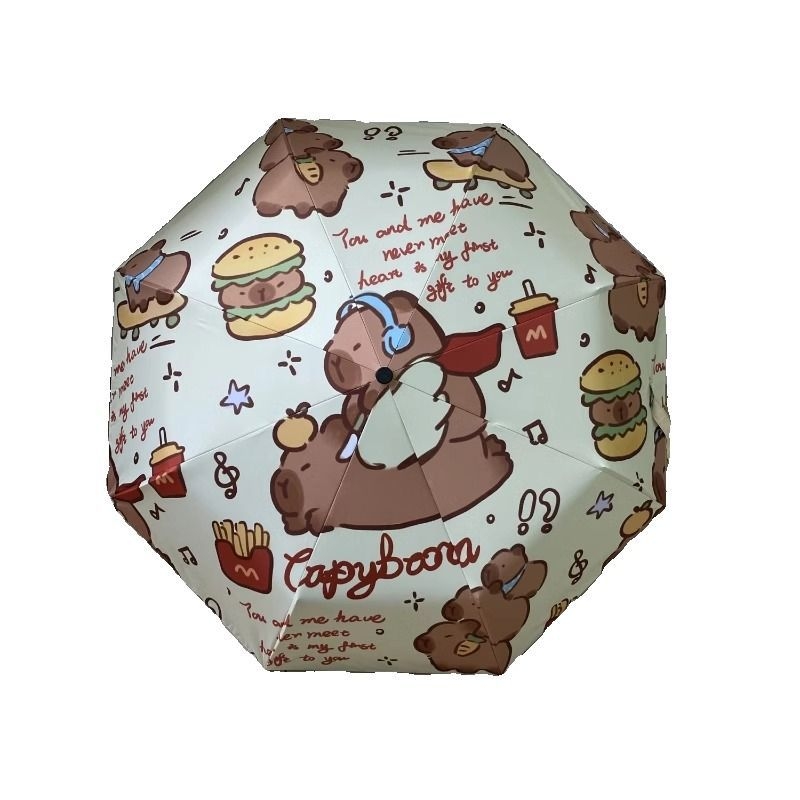 Kišobran s motívom kapibare – automatsko otvaranje, 8 vlaknastih rebara, 190T najlon, UPF > 50