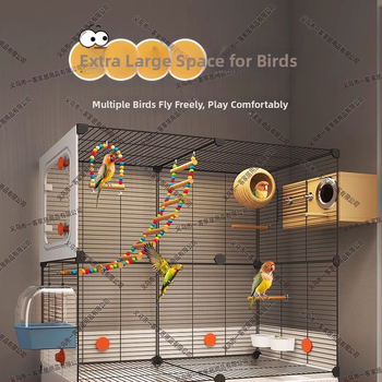 Kavez za papige, metalna konstrukcija, otporan na prskanje, za ptice, luksuzni dizajn vila stila