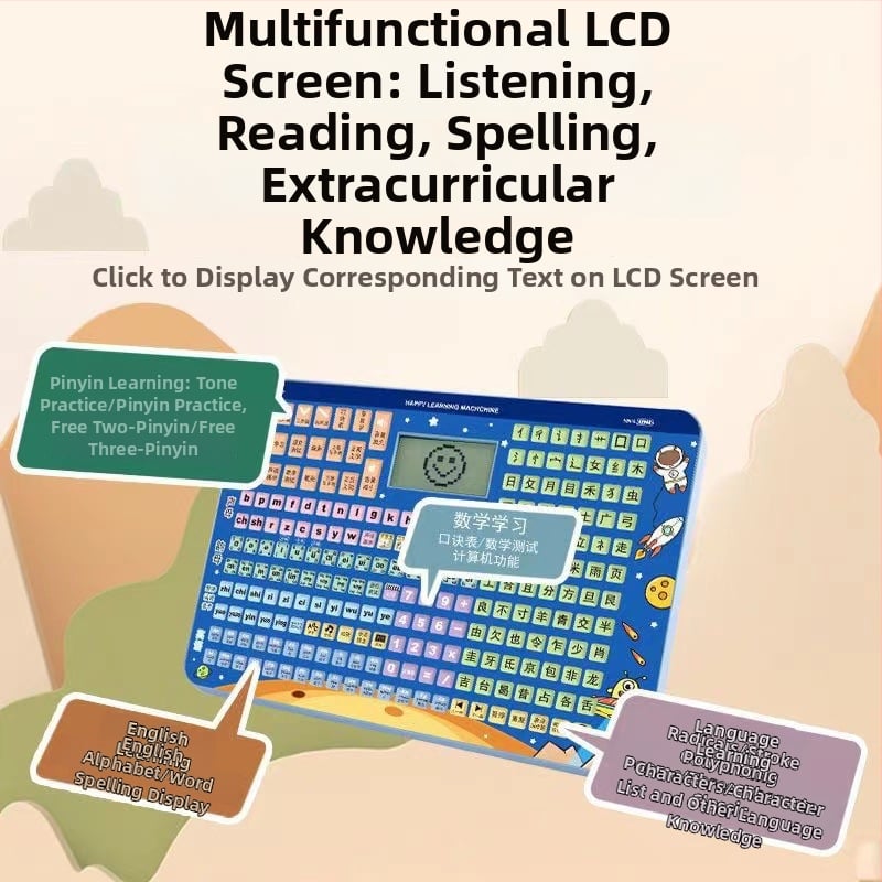 Dječji edukativni tablet s mogućnostima snimanja, LCD zaslon, punjiva baterija, glazba i glasovna reprodukcija te emocionalna interakcija (Materijal: plastika; Bez memorije; Napajanje: litij baterija; Dobna skupina: 4–6 godina)