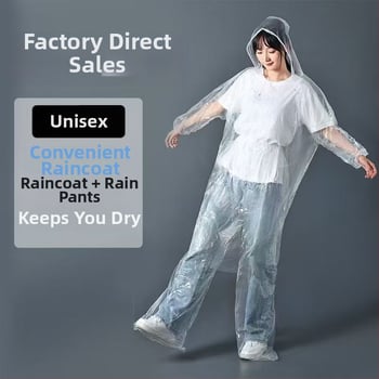 Jednorazový set dážďov pre vonkajšie aktivity, hrubý materiál, rafting a cestovanie, dospelý, unisex, s ochranou nôh a elastickým dizajnom
