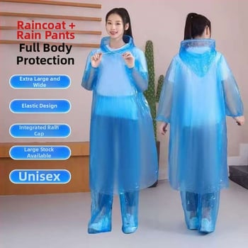 Jednorazový set dážďov pre vonkajšie aktivity, hrubý materiál, rafting a cestovanie, dospelý, unisex, s ochranou nôh a elastickým dizajnom