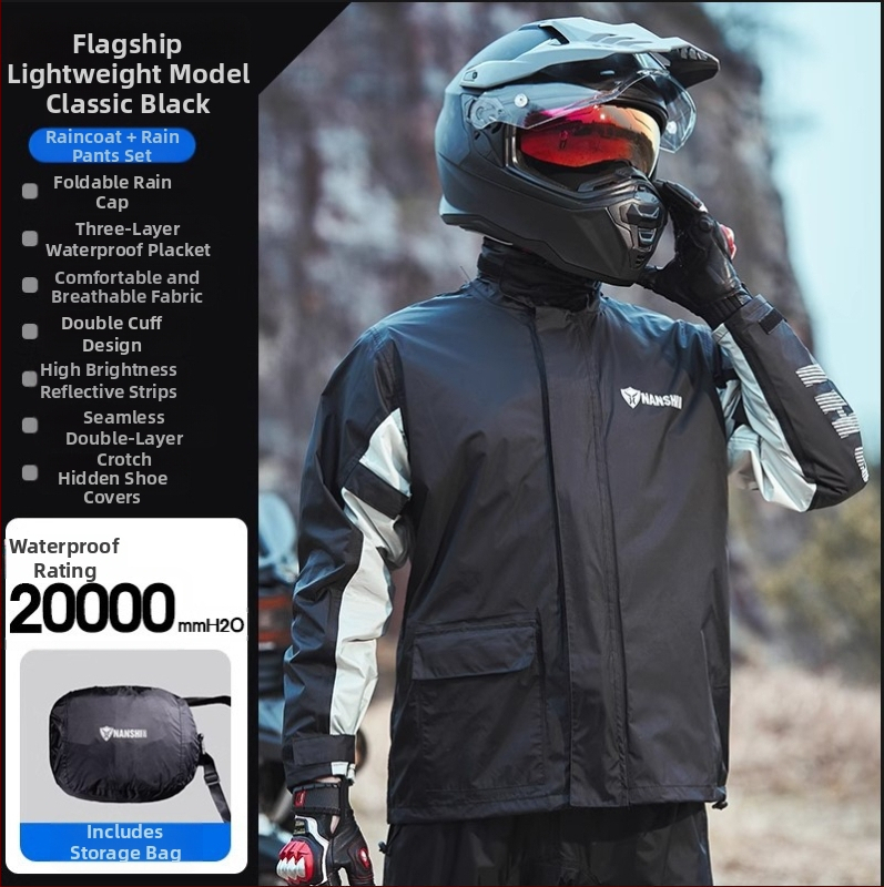 Moto pončo NANSHI/BLUE LION, podijeljeni kišni kaput, najlon materijal, PU vodootporni sloj, za odrasle