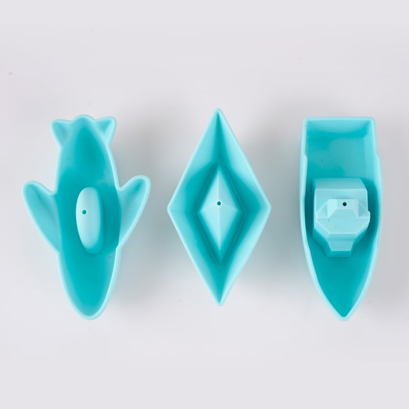 Set de jucării de baie din silicon, trei piese, pentru copii 3–6 ani, cu bărci și un rechin, KTL