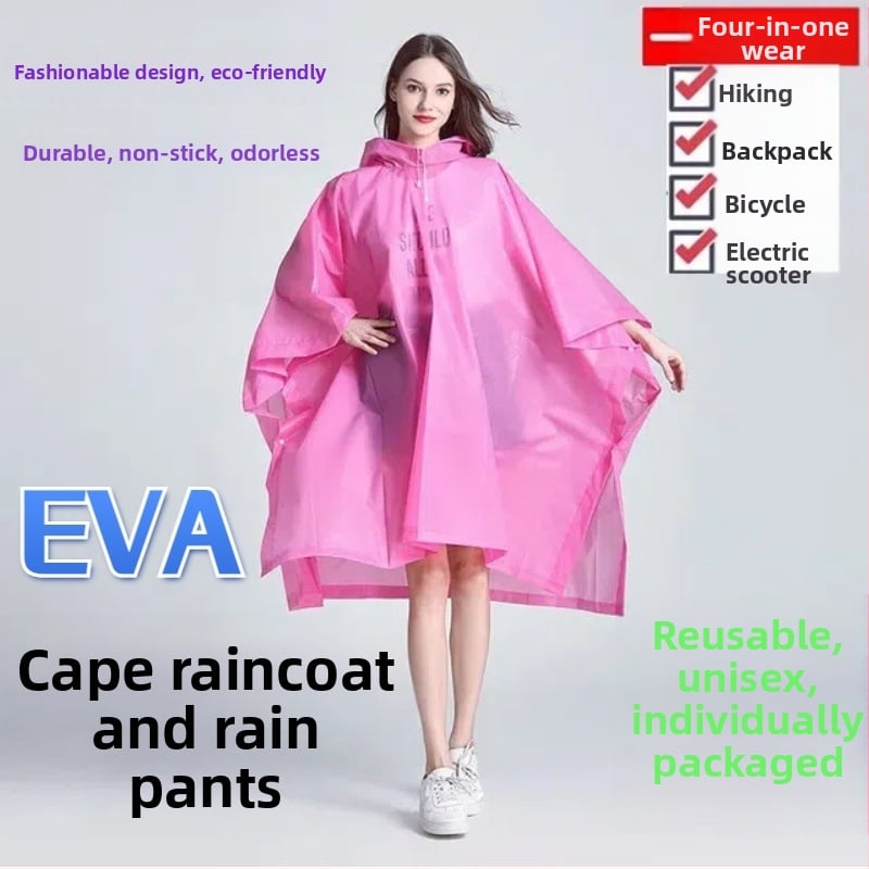 EVA dážďové pončo pre dospelých, unisex, na turistiku a bicykel, hrubá tkanina 20s, PVC lepiaca vrstva