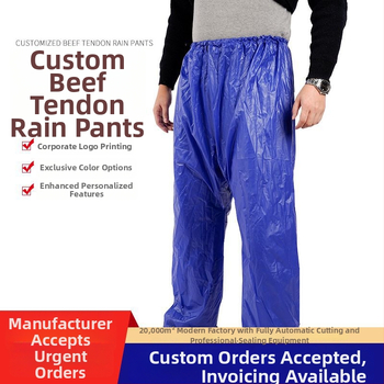 Dospelé nohavice na dážď PVC beef-tendon, hrubá látka, prispôsobenie s logom, vhodné na turistiku v daždi