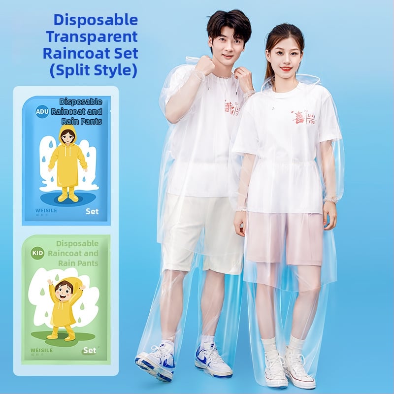 Poncă de ploaie din PVC, de unică folosință, pentru adulți și copii, ușoară, pentru o singură persoană, ambalată într-o pungă