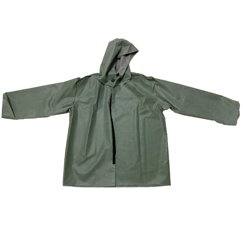 Bányászati munkavédelmi esőkabát PVC-vel PU ragasztóréteggel, vastag gumiszövet, sav-bázis ellenálló, osztott típus