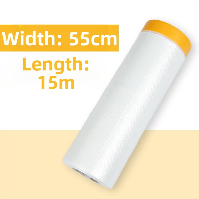 Festékvédő fólia papír alapú PE filmmel maszkoláshoz és porvédelmi célokra (Vastagság: 0.6–0.7 mm; Anyag: PE + japán papír; Ragasztó rendszer: papír alapú; Alkalmazás: autók, hajók, vonatok, kabinok, bútorok)