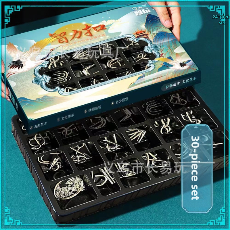 Puzzle devet prstenova — metalni, željezna konstrukcija, inteligentna zagonetka za otvaranje prstena, uzrast 7–14