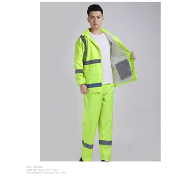 Set de rainwear pentru motocicletă din două piese: haină de ploaie integrală și pantaloni, țesătură Oxford, strat PVC impermeabil