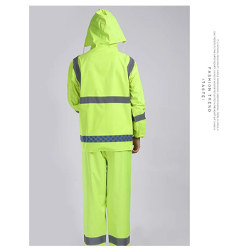 Set de rainwear pentru motocicletă din două piese: haină de ploaie integrală și pantaloni, țesătură Oxford, strat PVC impermeabil