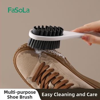 FaSoLa perie pentru încălțăminte cu două fețe, mâner lung, pentru îngrijire și decontaminare – multifuncțională, materiale PP/PET/TPR