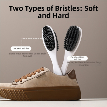 FaSoLa perie pentru încălțăminte cu două fețe, mâner lung, pentru îngrijire și decontaminare – multifuncțională, materiale PP/PET/TPR