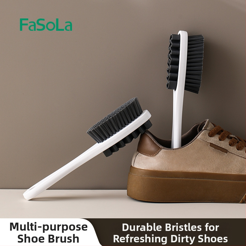 FaSoLa perie pentru încălțăminte cu două fețe, mâner lung, pentru îngrijire și decontaminare – multifuncțională, materiale PP/PET/TPR