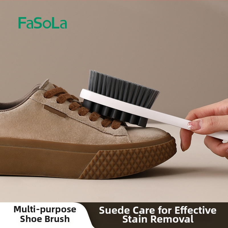 FaSoLa perie pentru încălțăminte cu două fețe, mâner lung, pentru îngrijire și decontaminare – multifuncțională, materiale PP/PET/TPR