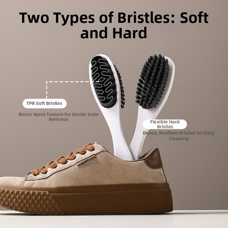 FaSoLa perie pentru încălțăminte cu două fețe, mâner lung, pentru îngrijire și decontaminare – multifuncțională, materiale PP/PET/TPR