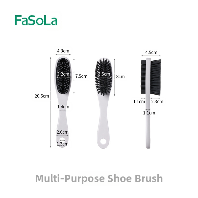 FaSoLa perie pentru încălțăminte cu două fețe, mâner lung, pentru îngrijire și decontaminare – multifuncțională, materiale PP/PET/TPR