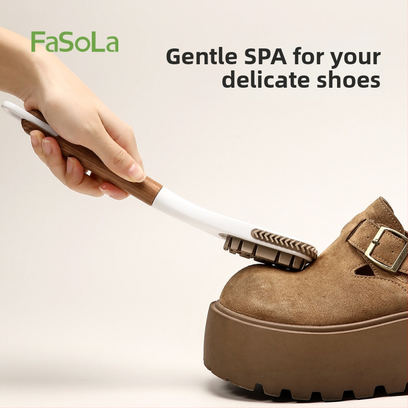 Perie pentru pantofi din velur, pentru uz casnic – îngrijire fără daune, curățare împotriva murdăriei; corp PP, mâner ABS, acoperire TPE; marcă Independent