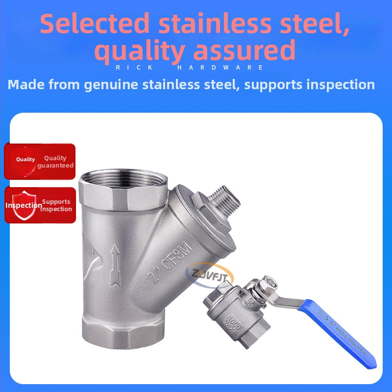 Nerezový filterový ventil typu Y, bez rozoberania, vnútorné a vonkajšie závity, pre nekorozívny plyn