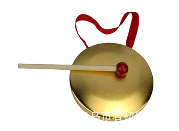 Mini bakreni gong s malim činelima – metalni udarni instrument za djecu, uzrast 7–14 godina