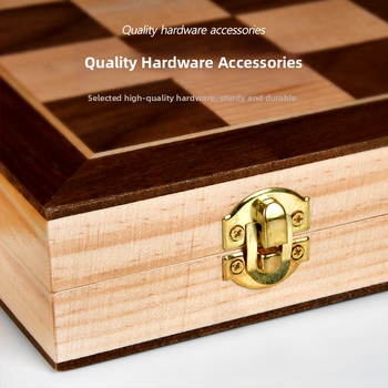 Drveni magnetski šah i dama set, 2-u-1, s figurama od masivnog drveta