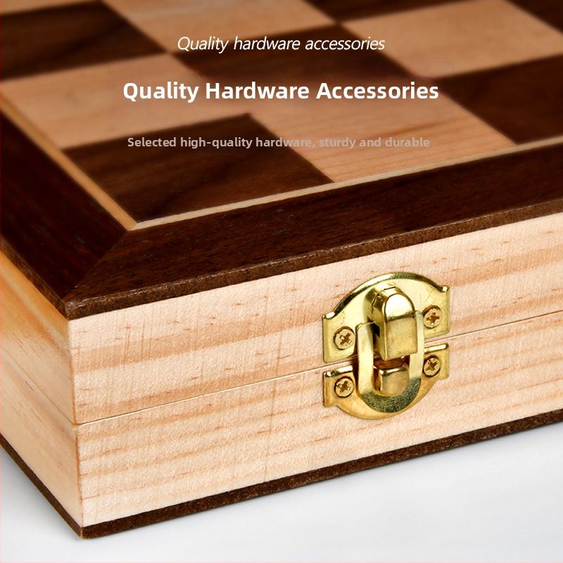 Drveni magnetski šah i dama set, 2-u-1, s figurama od masivnog drveta