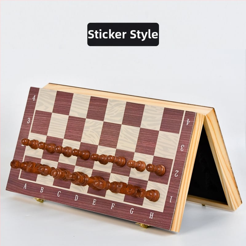 Drveni magnetski šah i dama set, 2-u-1, s figurama od masivnog drveta