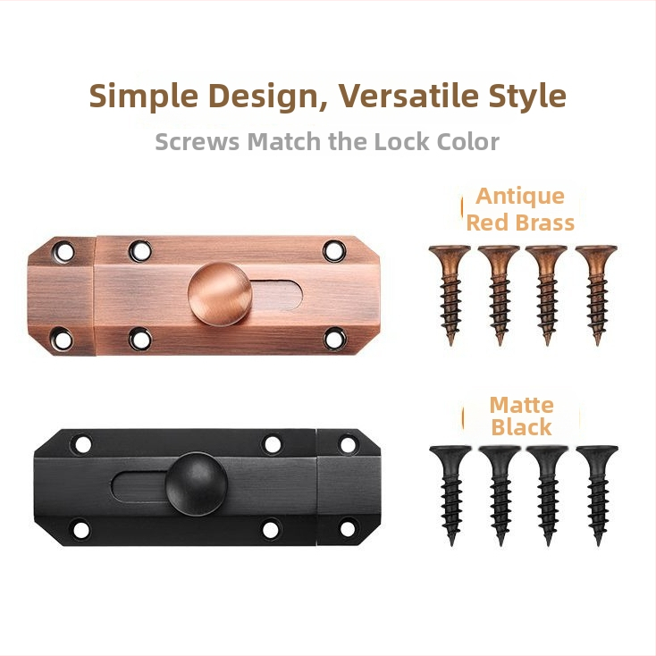 Zăvor ușă din cupru pur, model 112, tip A, suprafață electroplacată, pentru ușă din lemn, stil Lux ușor