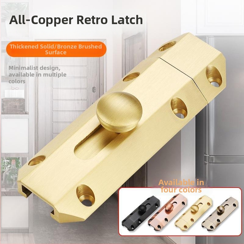 Zăvor ușă din cupru pur, model 112, tip A, suprafață electroplacată, pentru ușă din lemn, stil Lux ușor