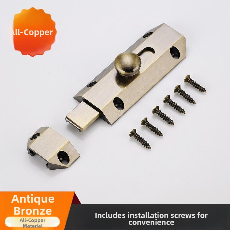 Zăvor ușă din cupru pur, model 112, tip A, suprafață electroplacată, pentru ușă din lemn, stil Lux ușor