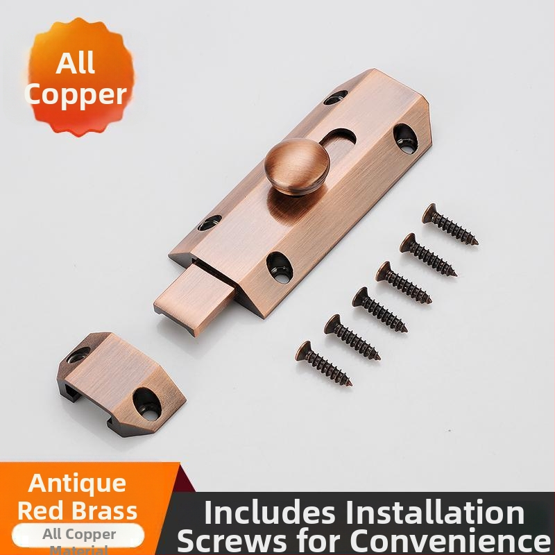 Zăvor ușă din cupru pur, model 112, tip A, suprafață electroplacată, pentru ușă din lemn, stil Lux ușor