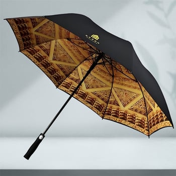 Dugi kišobran s dvostrukim slojem i prilagođenim logom, 190T Impact platno, 8 rebara od vlakna, automatsko otvaranje, EVA drška