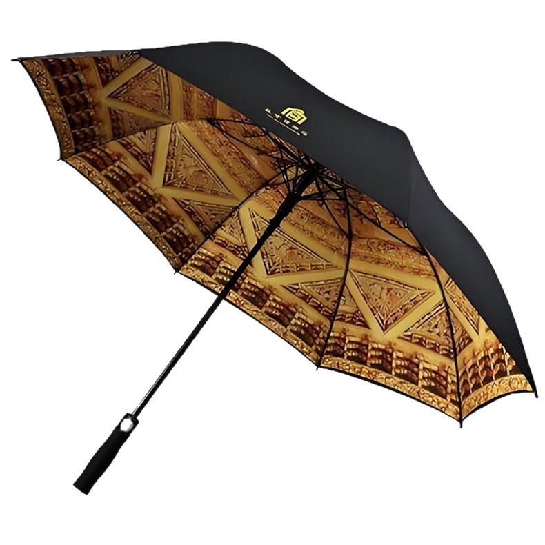 Dugi kišobran s dvostrukim slojem i prilagođenim logom, 190T Impact platno, 8 rebara od vlakna, automatsko otvaranje, EVA drška