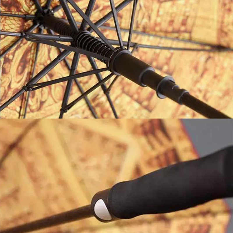 Dugi kišobran s dvostrukim slojem i prilagođenim logom, 190T Impact platno, 8 rebara od vlakna, automatsko otvaranje, EVA drška