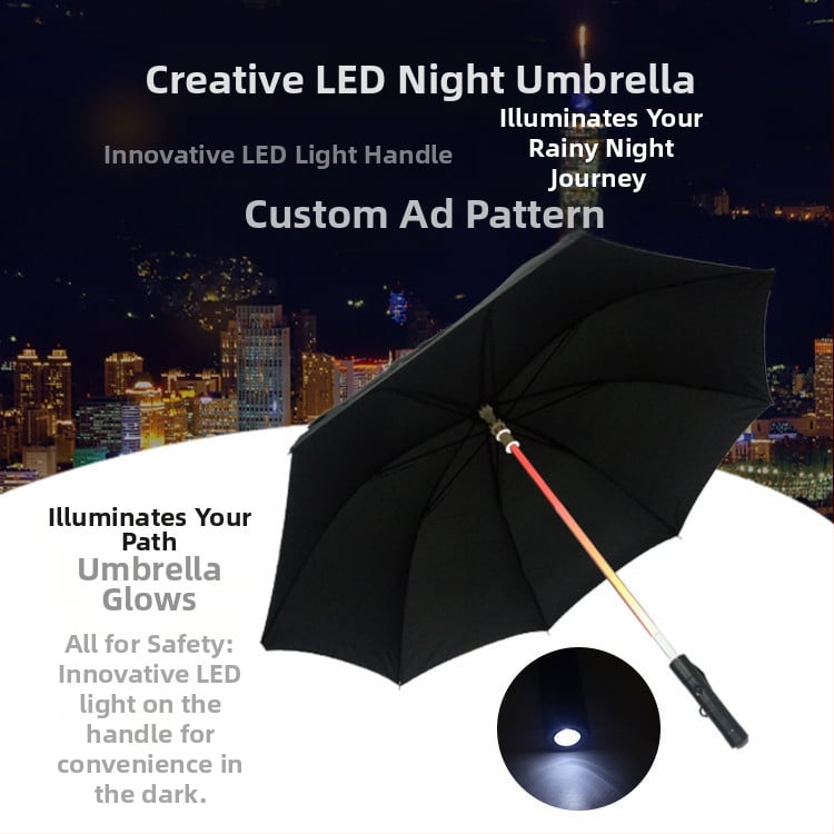 Ομπρέλα LED με σχέδιο Lightsaber Star Wars, προσαρμοσμένο λογότυπο, χειροκίνητο άνοιγμα/κλείσιμο, σκελετός με 8 ίνες