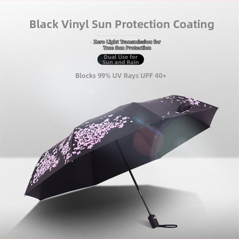 Automatsko otvaranje, trodijelni kišobran, motiv životinja s cvjetovima trešnje, UV zaštita, mogućnost prilagodbe logotipa