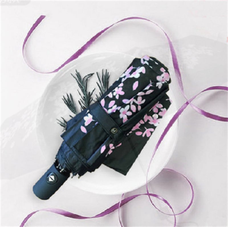 Automatsko otvaranje, trodijelni kišobran, motiv životinja s cvjetovima trešnje, UV zaštita, mogućnost prilagodbe logotipa