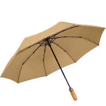 Rain Time automatski sklopivi kišobran s drvenom ručkom, aluminijski okvir s 8 rebara, tkanina 210T, klasični trodjelni dizajn