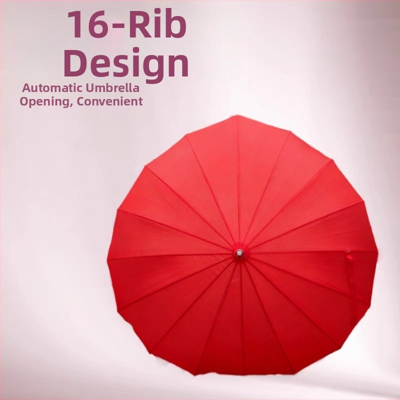 Ομπρέλα γάμου σε σχήμα καρδιάς, με αυτόματο άνοιγμα, 16 ακτίνες, αλουμινένιος κεντρικός σωλήνας, ύφασμα 190T Impact Cloth, προσαρμόσιμη